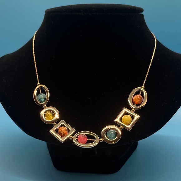 #NLA8.   Thalia Sodi Gold Necklace with Multicolor Accents - Picture 1 of 4